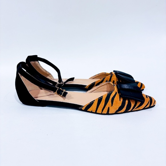 Pointed-toe tiger print flats with black satin bow | Size 40 * - Picture 5 of 7